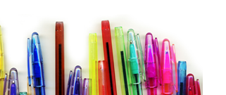 Assortment of coloured pencils, isolated on white background