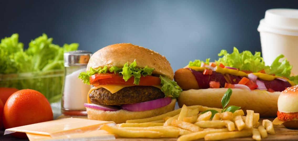 fast food hamburger, hot dog menu with burger, french fries, tomato ,cola and many more