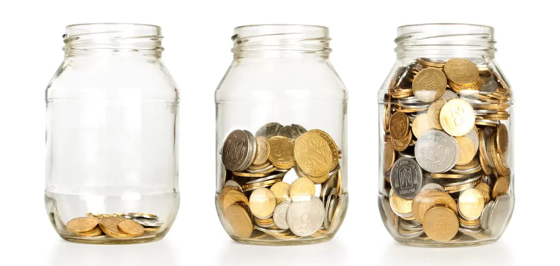 Money Jars with more and more money