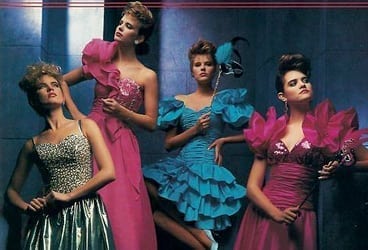 80s prom dresses with huge arm ruffles. Source: Totally 80s