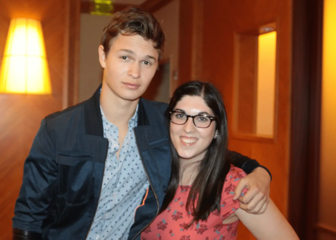 our intern posing with Ansel Elgort at The Fault in our Stars opening