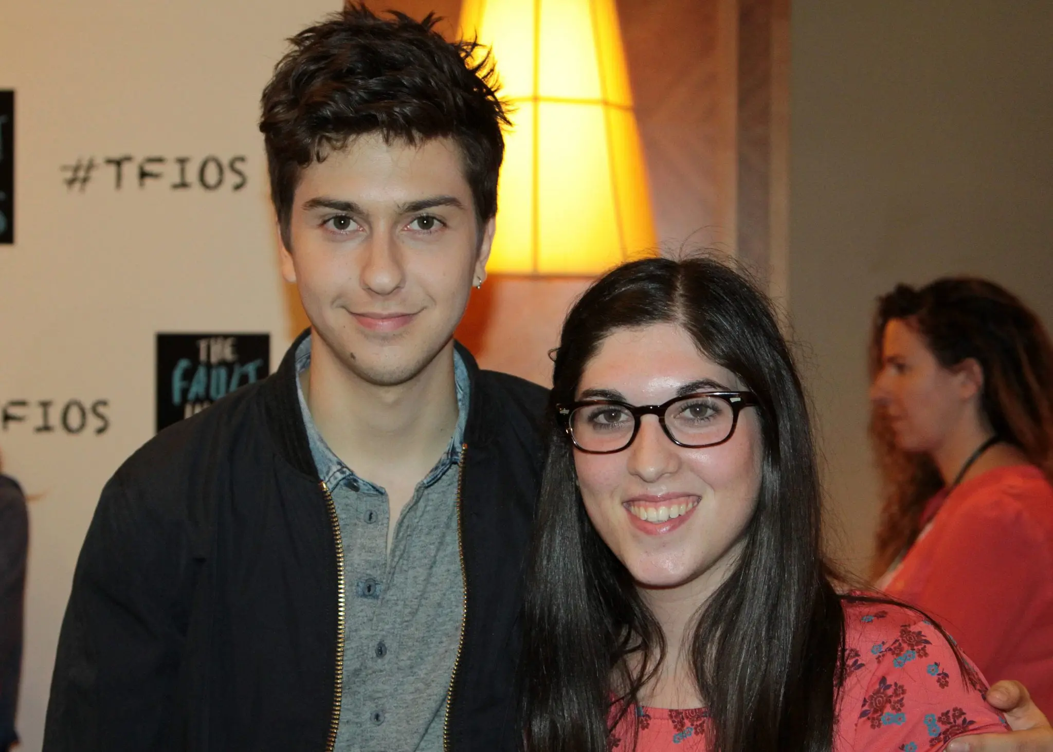 our intern posing with Nat Woolf at The Fault in our Stars opening