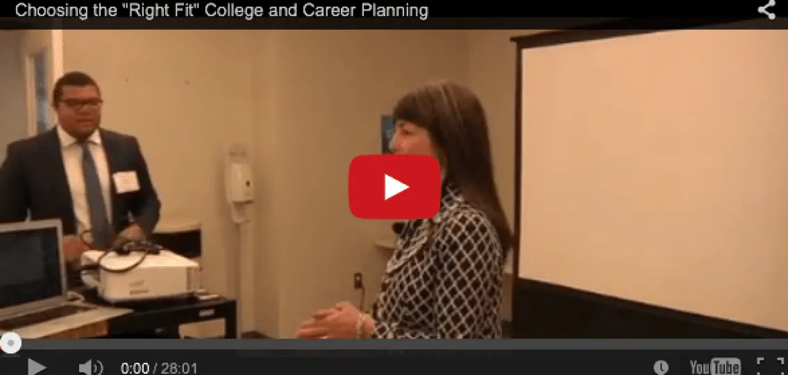 a screenshot of a youtube video labeled Choosing the Right Fit College and Career Planning