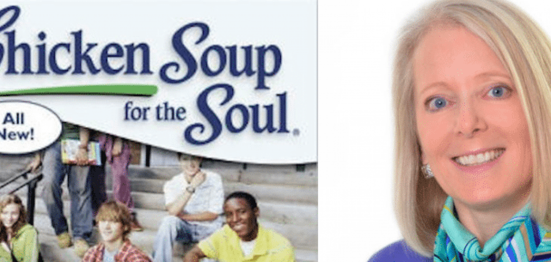 Amy Newmark photo next to cover of Chicken Soup for the Soul