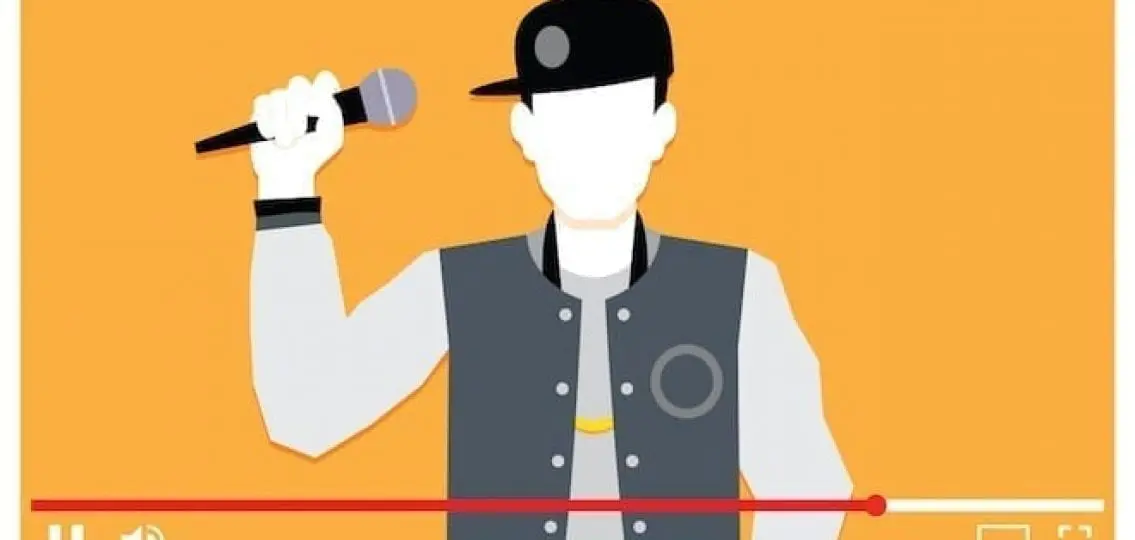cartoon of a youtube video of a teen singing or rapping