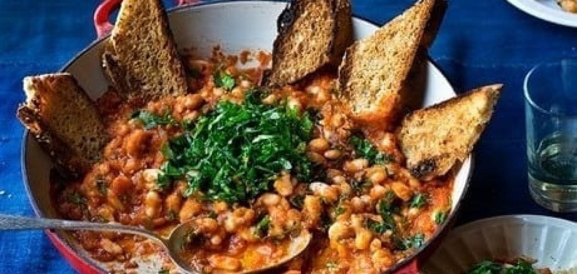cannellini bean tartine with toasted bread