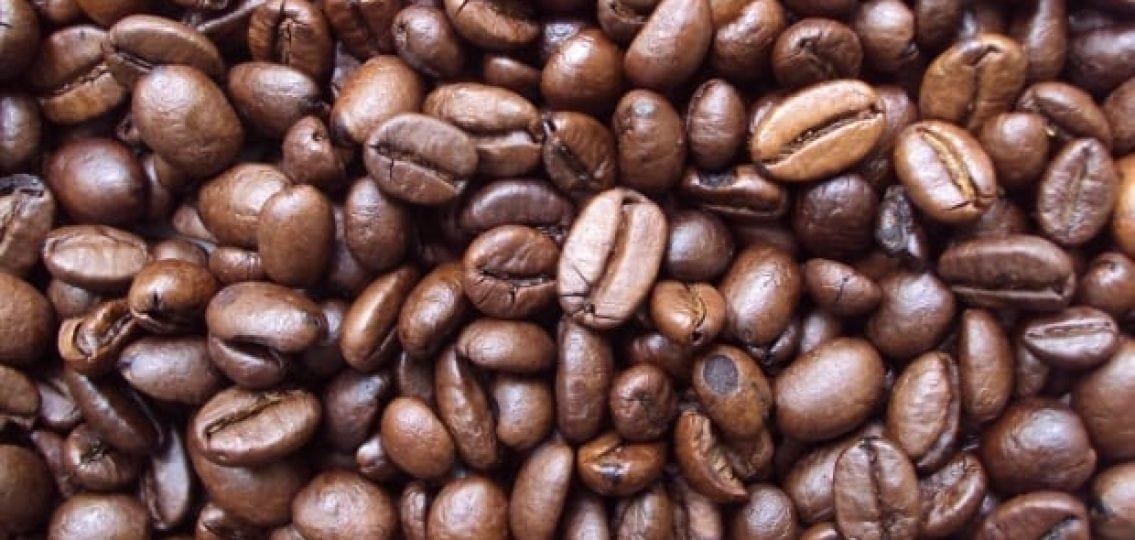 closeup pile of coffee beans
