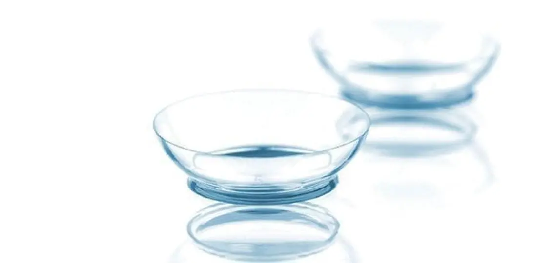 close up contact lenses on a white background