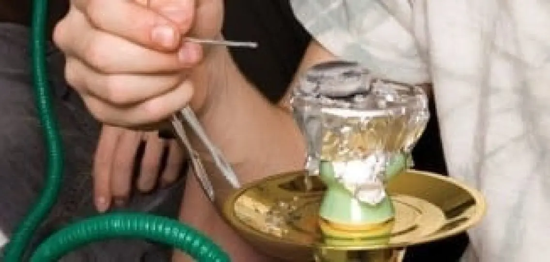close up of a hookah being smoked