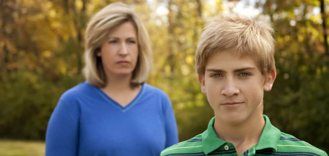Mother and Son Frustrated at each other outside
