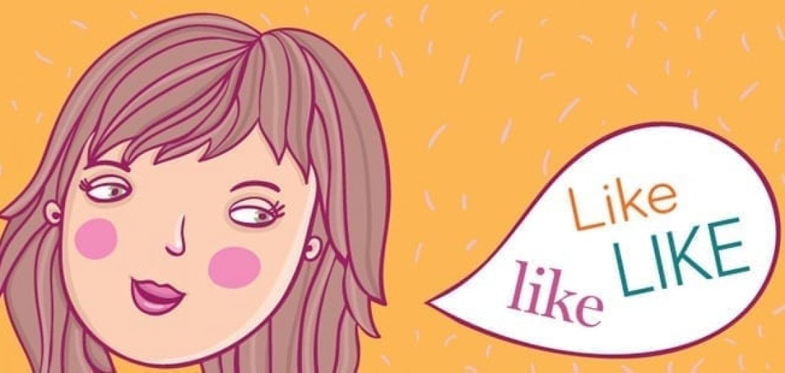 illustration of a teen girl with a speech bubble saying Like Like Like