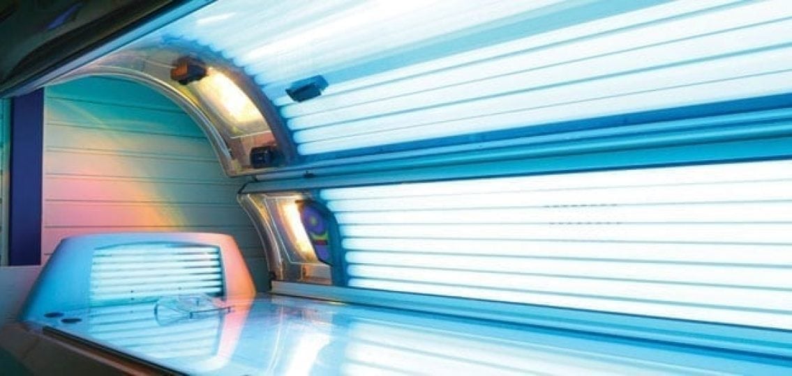 tanning bed in use