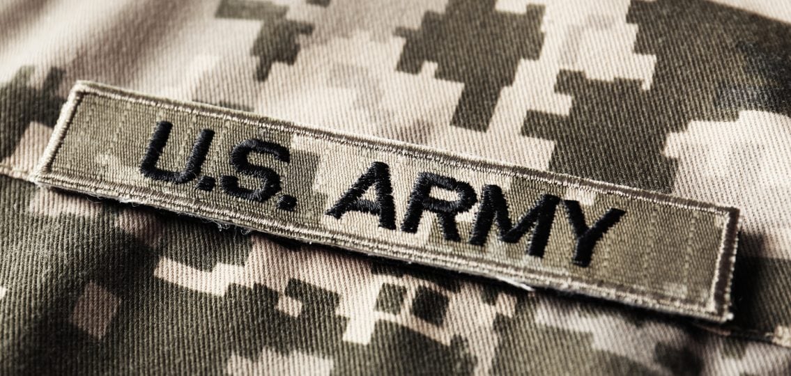 close up of an army uniform with label U.S. Army