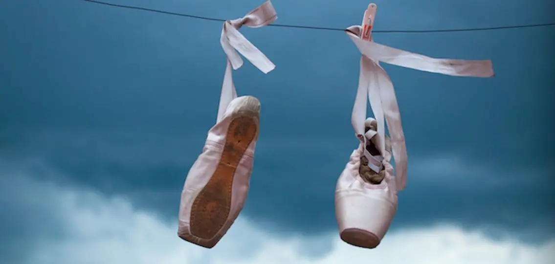 Ballet Slippers hanging on a drying line