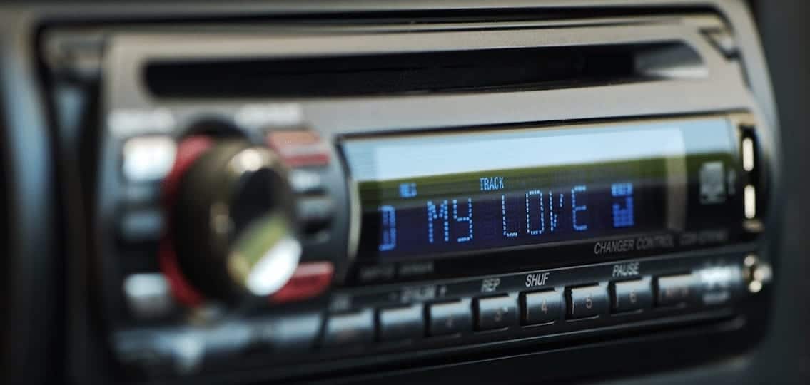 Car Radio close up reading My Love