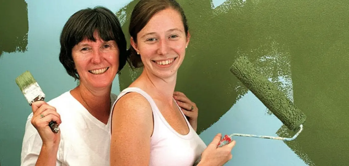 Mom And Daughter Painting redecorating her room