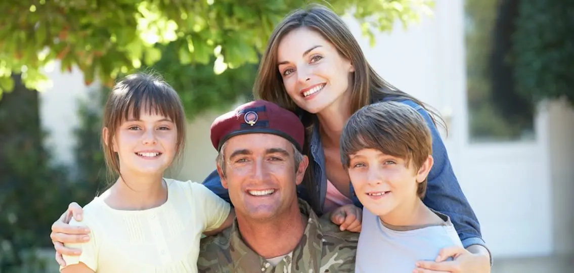 Military Family posing together father in military uniform