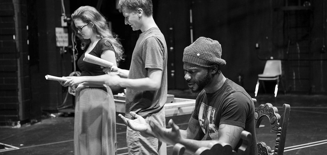 CCC Theatre Program black and white reading from a script