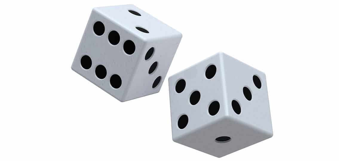 Two White Dices Isolated On White.