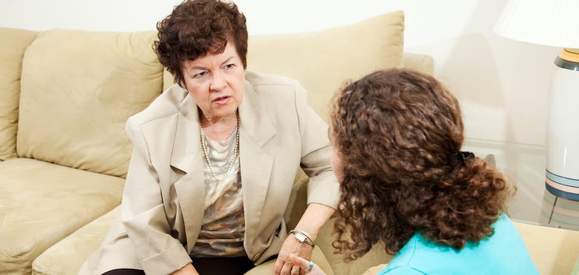 Listening to Teen mother listening to her teenage daughter.