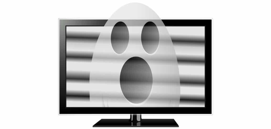 Cartoon ghost coming out of a television screen