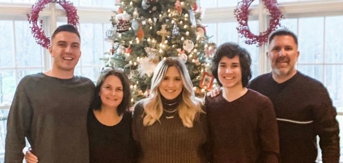 author with her family celebrating christmas