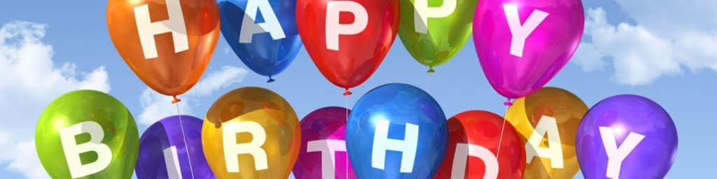 happy birthday balloons in the sky