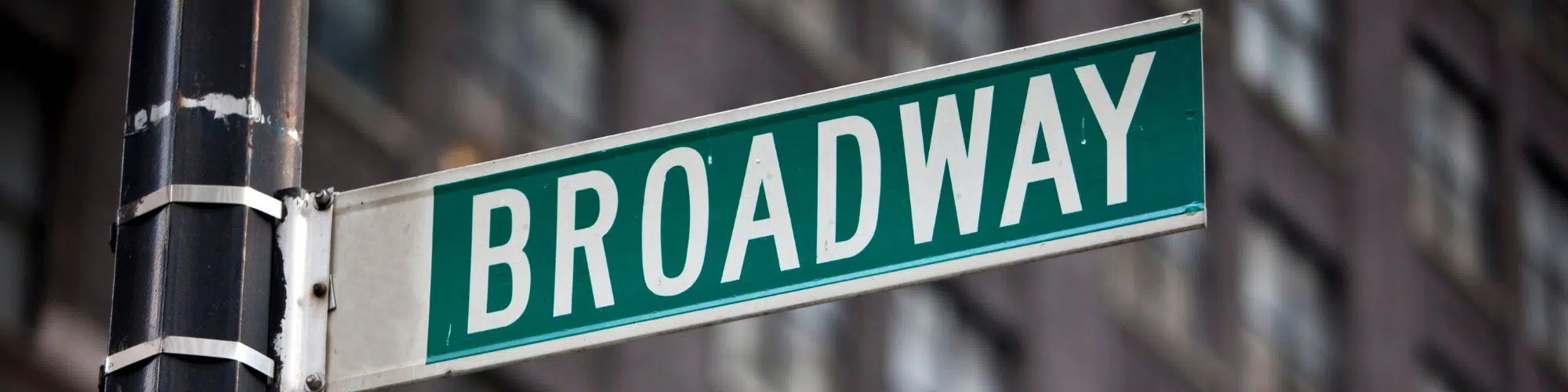A close up of the broadway sign