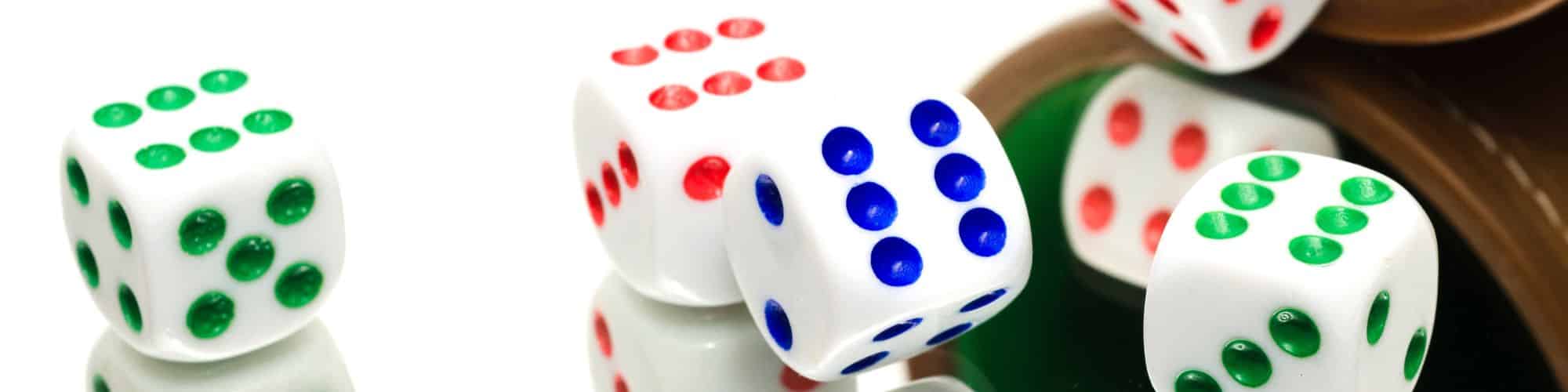 A close up of a dice game