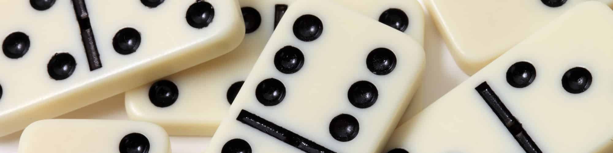 A close up on a pile of dominos