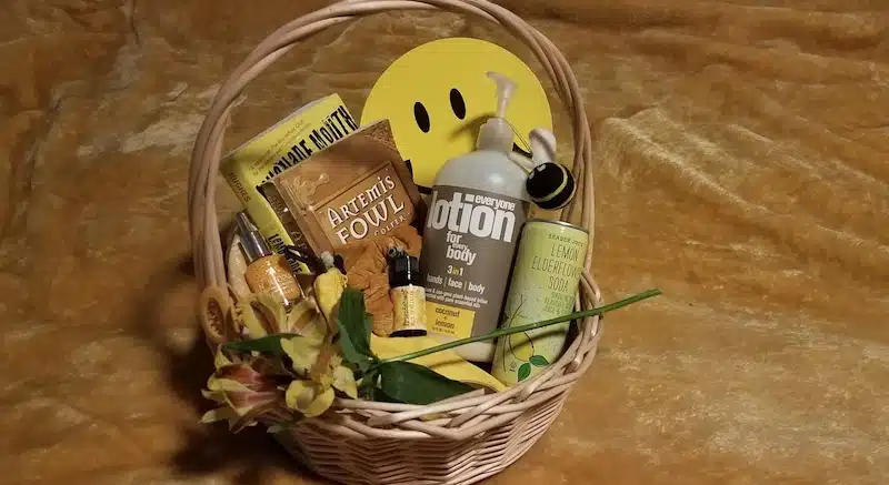 Basket of Yellow Gifts for Sunshine Basket