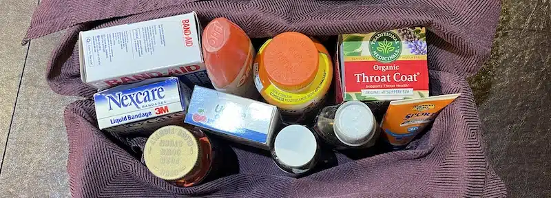 Medicine to treat colds and fevers for college care package