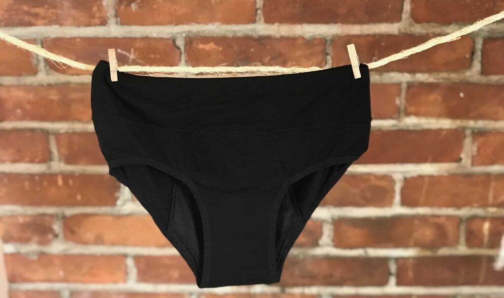 Genial day period underwear hanging on a line
