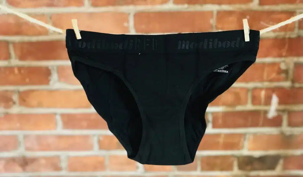 ModiBodi period underwear hanging on a line