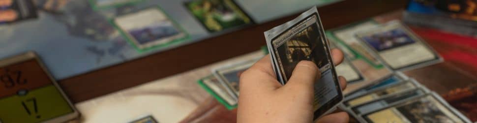 A close up of a magic the gathering game