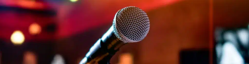 a close up of a microphone representing performance-based hobbies