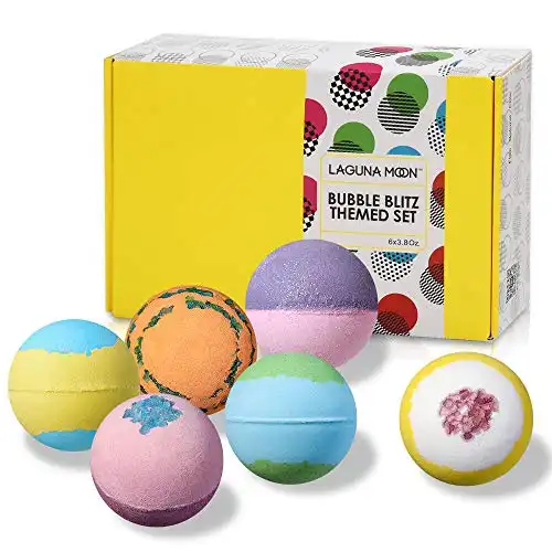 Bath Bombs Gift Set - 6pc XXL Handmade Fizzy Shower Bombs with Essential Oils + Coconut Oil to Moisturize Dry Skin - Relaxing Spa Day for Women, Men, & Kids - Birthday, Anniversary, Bridal
