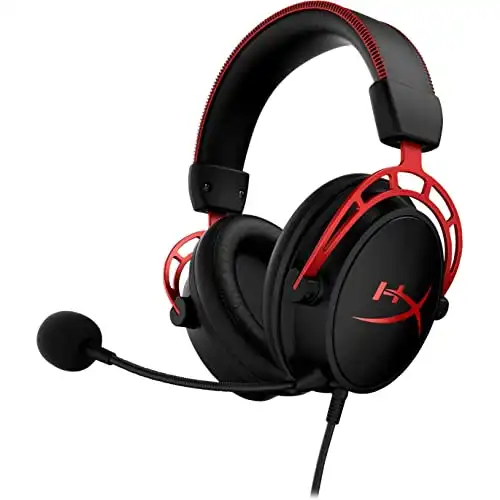 HyperX Cloud Alpha - Gaming Headset, Dual Chamber Drivers, Legendary Comfort, Aluminum Frame, Detachable Microphone, Works on PC, PS4, PS5, Xbox One/ Series X|S, Nintendo Switch and Mobile – Red