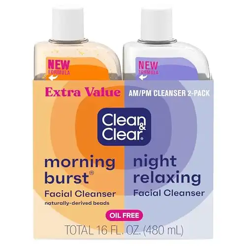 Clean & Clear 2 Piece Set – Day and Night Face Cleanser Citrus Morning Burst Facial Cleanser