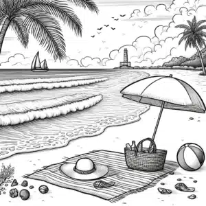 beach coloring page