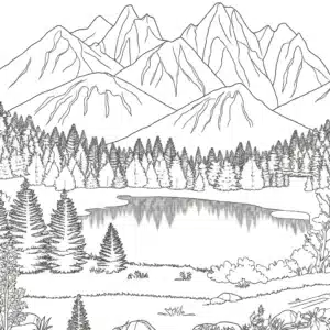 mountain coloring page for teens