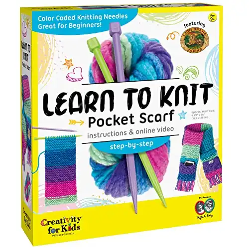 Learn to Knit Pocket Scarf - DIY Knitting Kit for Beginners