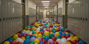 Balloons in School Hallway Senior Prank