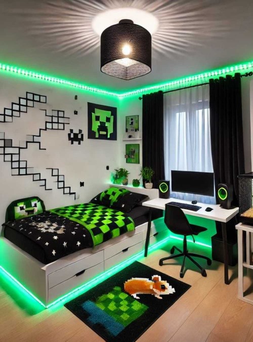 mincraft-themed bedroom