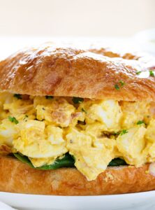 egg salad in a croissant