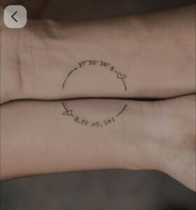 matching coordinates tattoos for mothers and daughters