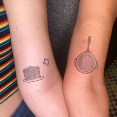 matching pancake and skillet tattoos