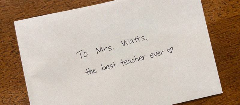 Teacher appreciation note