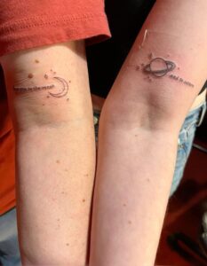 To The Moon And To Saturn Tattoo for moms and daughters
